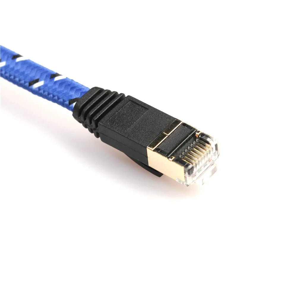 1M Woven Pattern CAT-7 10 Gigabit Ethernet Flat Patch Cable - 4