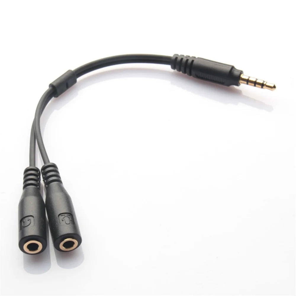 3.5mm Stereo Audio Male to 2 Female Headphone / Mic Splitter Cable Adapter - 6