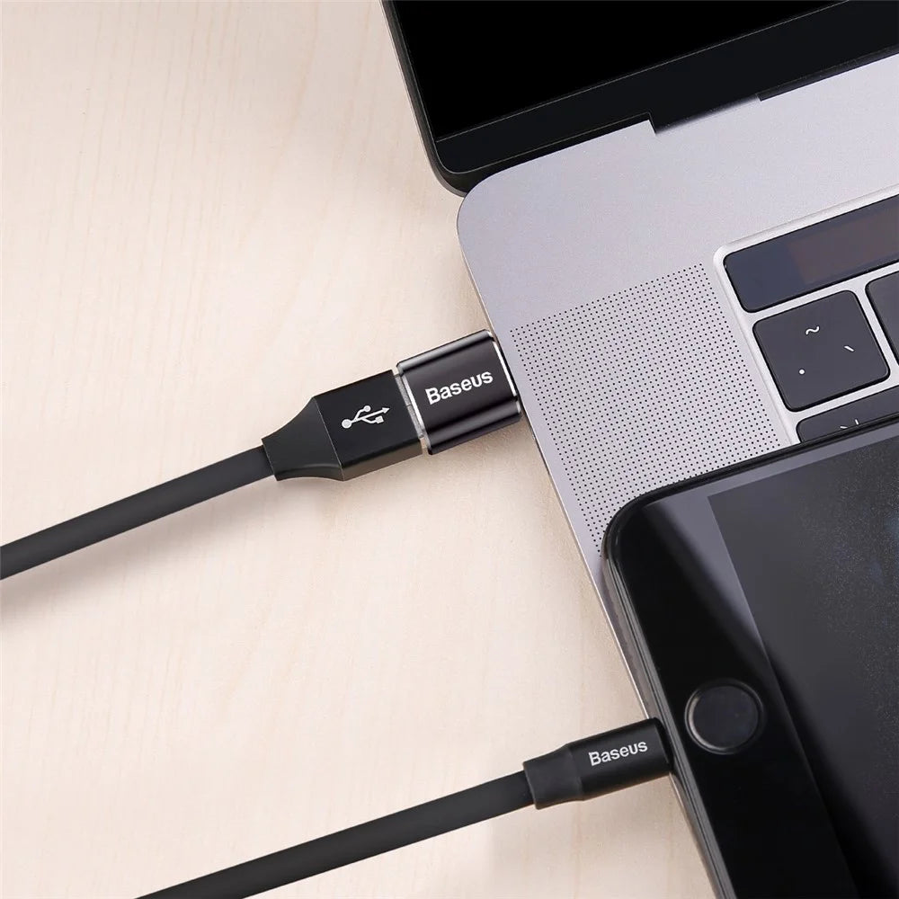 BASEUS Mini USB Female to Type-c Male Adapter Converter - Black - 7