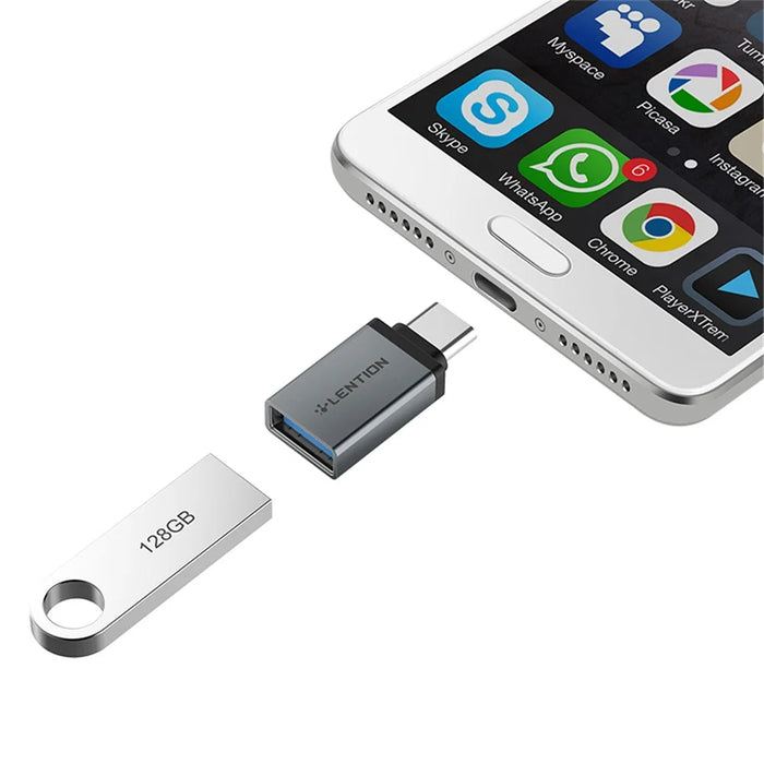 LENTION C3 Type C to USB 3.0 5Gbps Fast Transmission Converter Adapter - Grey - 3