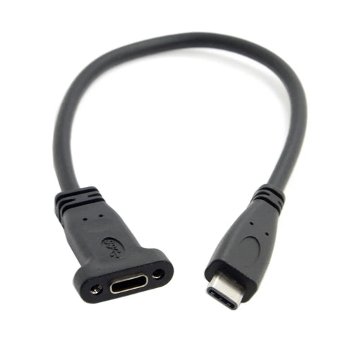 USB-C USB 3.1 Type C Male to Female Extension Data Cable with Panel Mount Screw Hole - 1