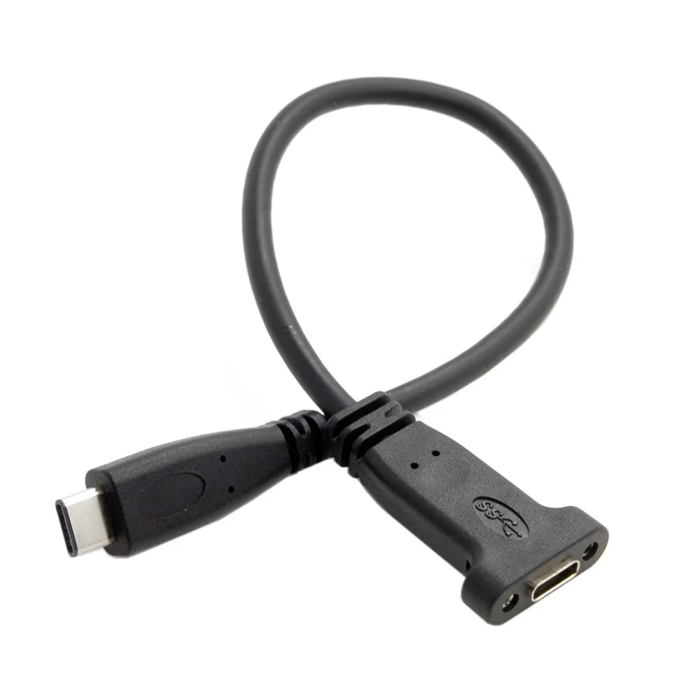 USB-C USB 3.1 Type C Male to Female Extension Data Cable with Panel Mount Screw Hole - 3
