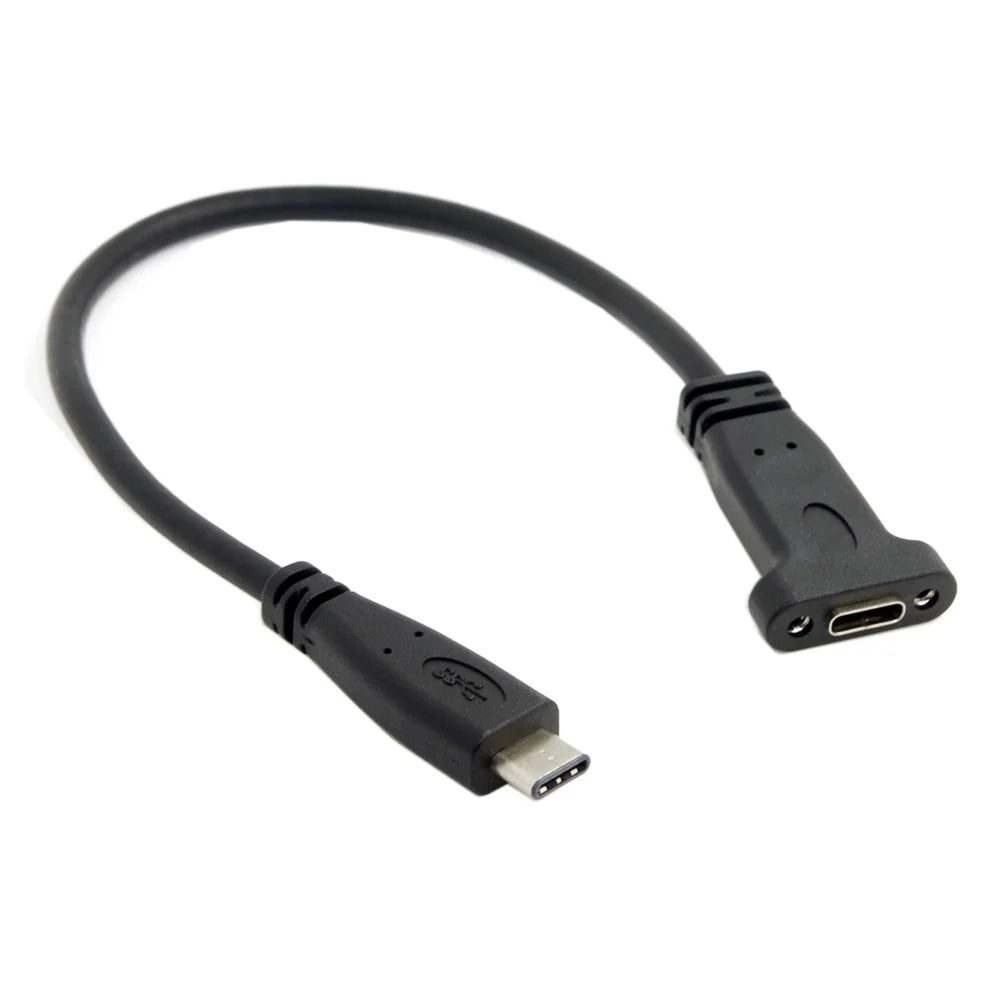 USB-C USB 3.1 Type C Male to Female Extension Data Cable with Panel Mount Screw Hole - 4