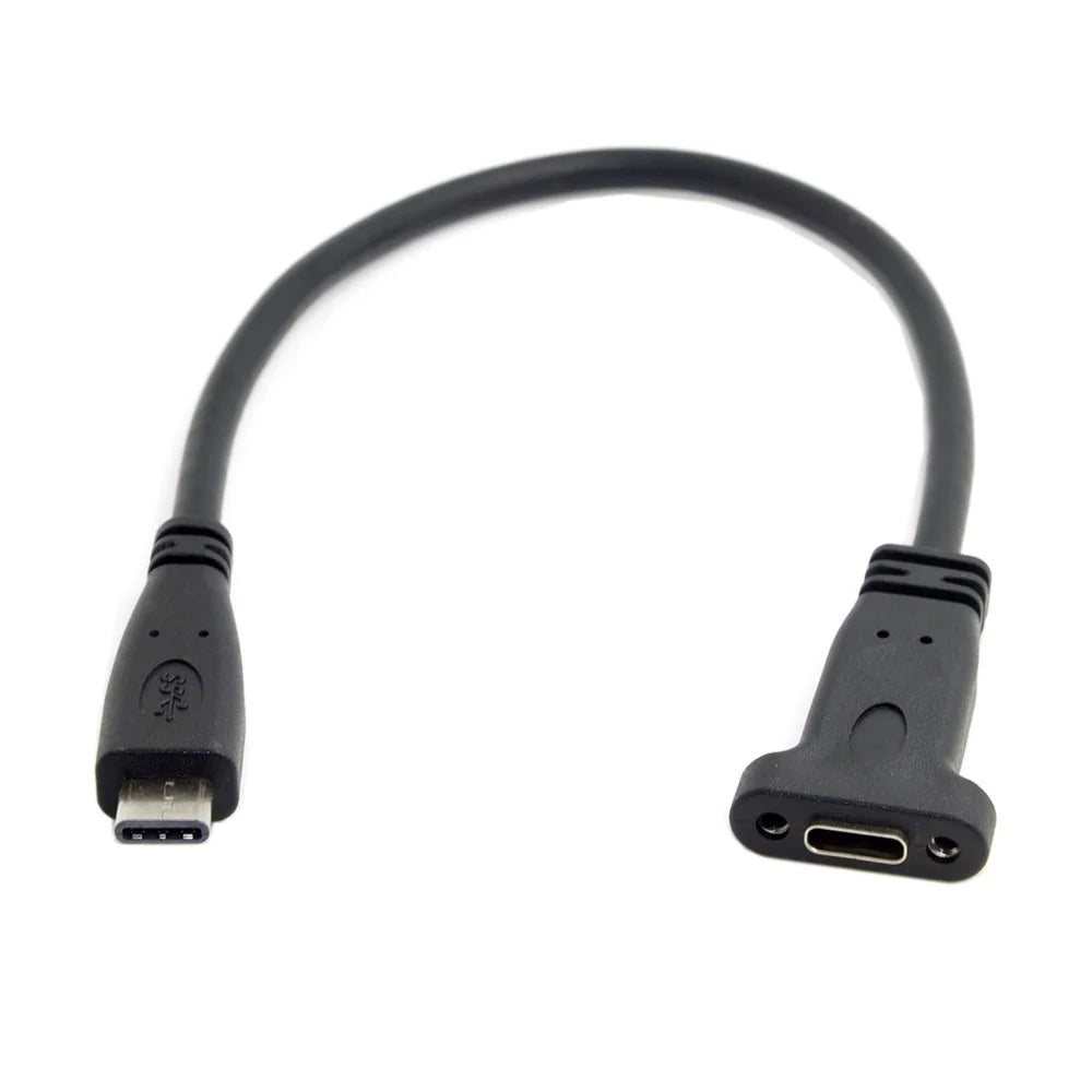 USB-C USB 3.1 Type C Male to Female Extension Data Cable with Panel Mount Screw Hole - 5