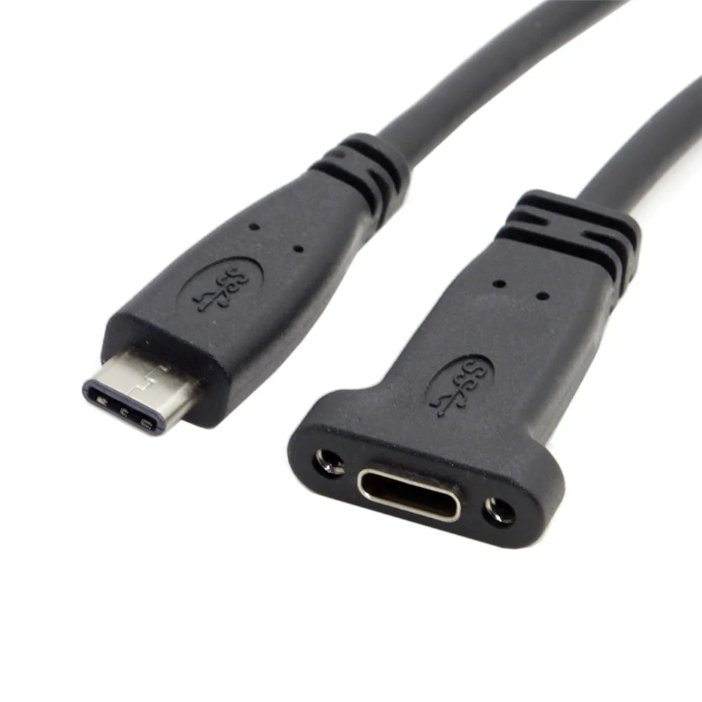 USB-C USB 3.1 Type C Male to Female Extension Data Cable with Panel Mount Screw Hole - 6