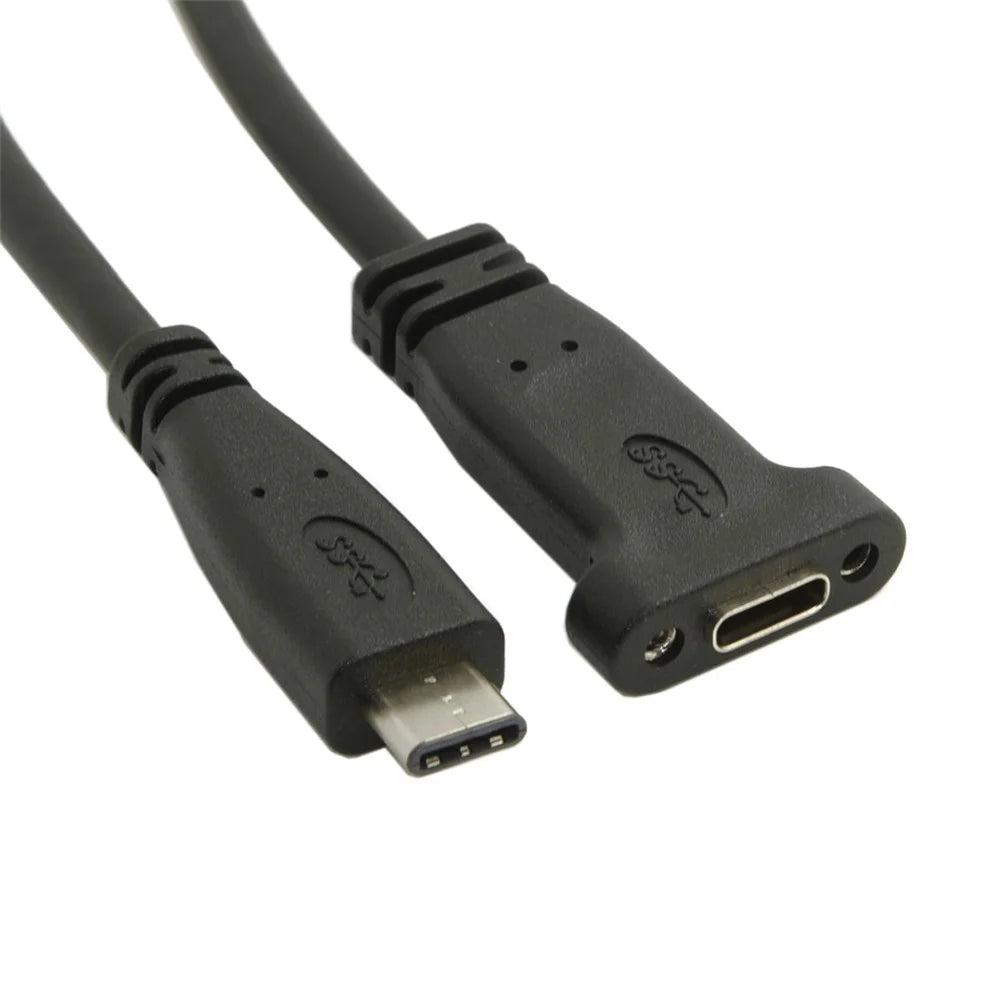 USB-C USB 3.1 Type C Male to Female Extension Data Cable with Panel Mount Screw Hole - 7