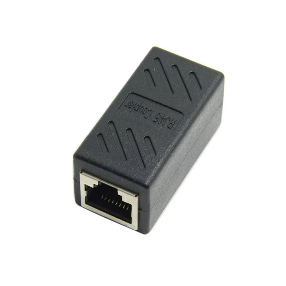 CY CA-028 CAT6 RJ45 Female to Female LAN Connector Ethernet Network Cable Extension Adapter with Shield - Black - 1