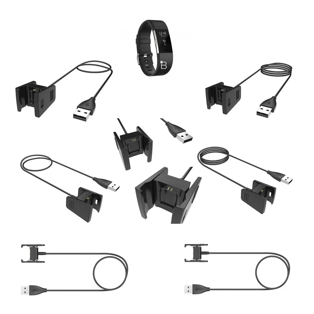 For Fitbit Charge 2 Smart Watch Charging Cable Cradle 1M - Black - 7