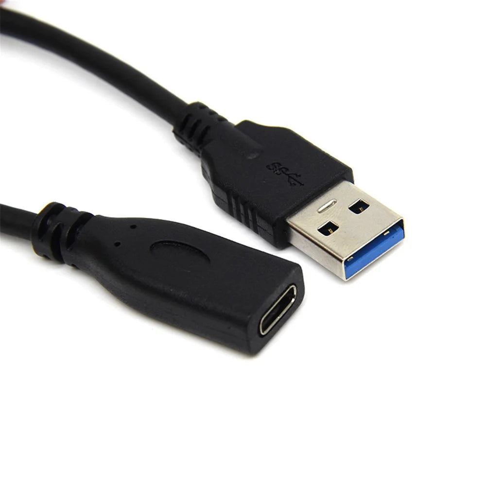 0.2m Type-C Female to USB 3.0 Male Data and Charge Extension Cable for Macbook Chromebook Pixel - 1