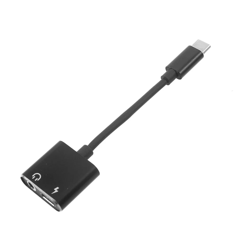 USB Type-C to 3.5mm Jack Aux Audio + Type-C Female Charging Port Cable Adapter - 1
