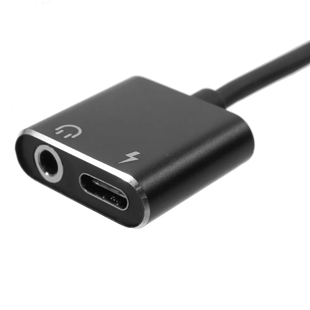 USB Type-C to 3.5mm Jack Aux Audio + Type-C Female Charging Port Cable Adapter - 2