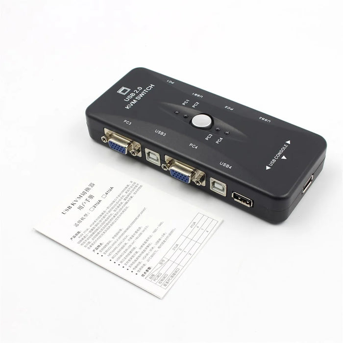 4-Port USB 2.0 KVM Switch Mouse/Keyboard/VGA Video Monitor 250MHz 1920x1440 - 5