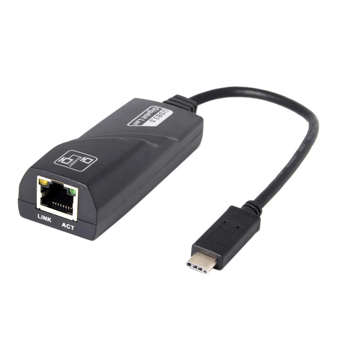CY UC-064 Type-C Male to 1000Mbps Gigabit Ethernet Network LAN Adapter for Laptop - Black - 1