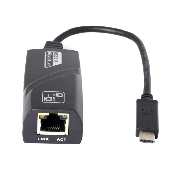 CY UC-064 Type-C Male to 1000Mbps Gigabit Ethernet Network LAN Adapter for Laptop - Black - 2
