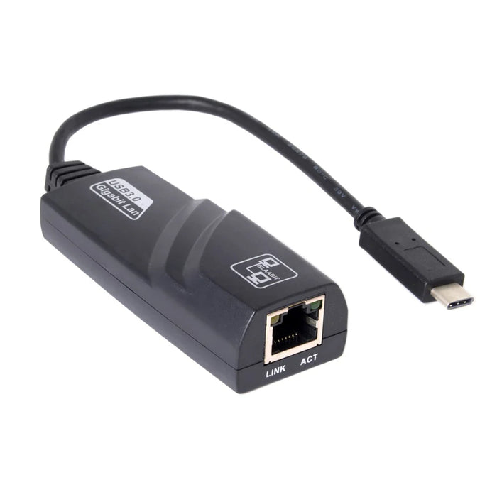 CY UC-064 Type-C Male to 1000Mbps Gigabit Ethernet Network LAN Adapter for Laptop - Black - 3