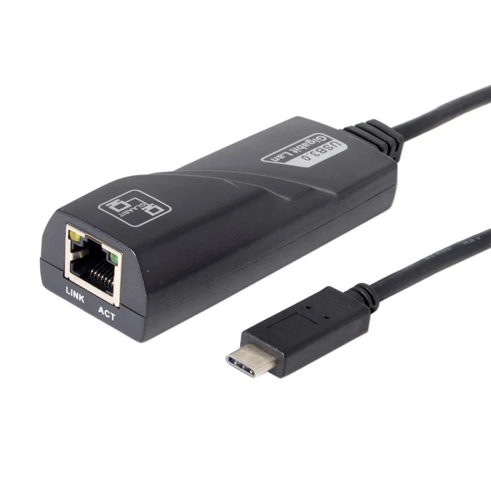 CY UC-064 Type-C Male to 1000Mbps Gigabit Ethernet Network LAN Adapter for Laptop - Black - 5