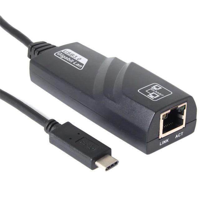 CY UC-064 Type-C Male to 1000Mbps Gigabit Ethernet Network LAN Adapter for Laptop - Black - 6