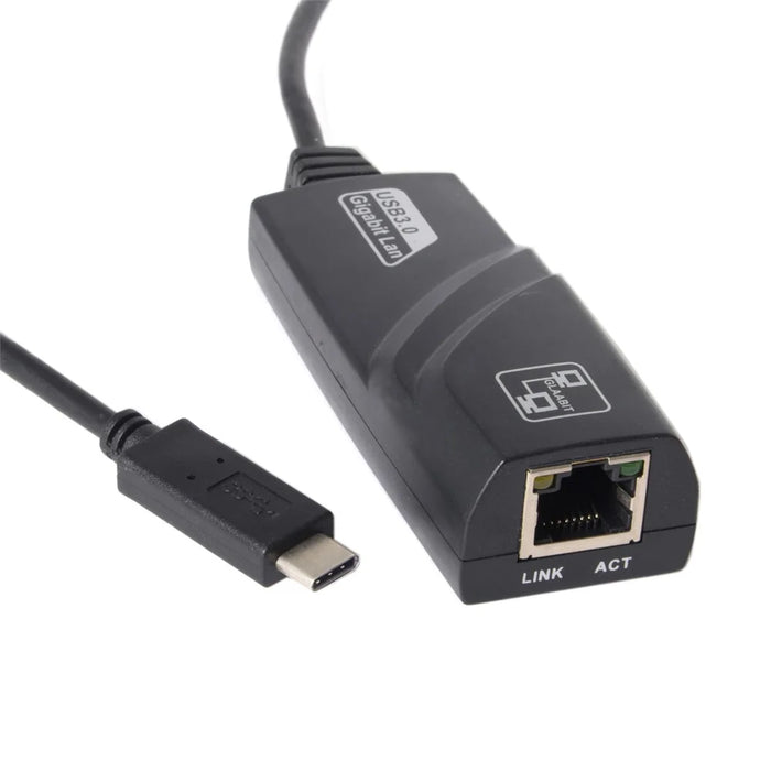 CY UC-064 Type-C Male to 1000Mbps Gigabit Ethernet Network LAN Adapter for Laptop - Black - 7