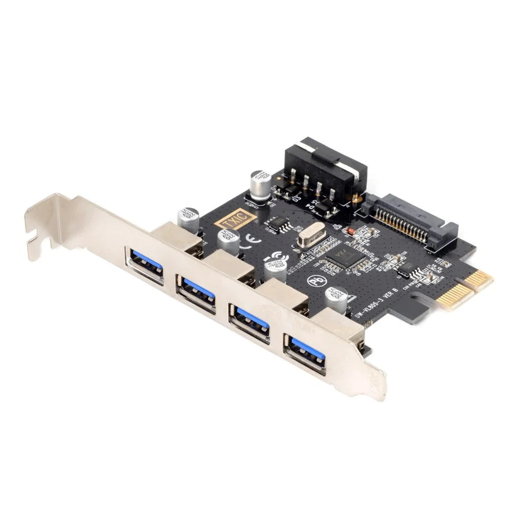 4 Ports PCI-E to USB 3.0 HUB PCI Express Expansion Card Adapter 5Gbps for Motherboard - 1