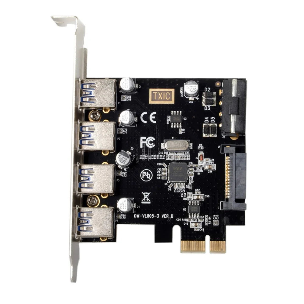 4 Ports PCI-E to USB 3.0 HUB PCI Express Expansion Card Adapter 5Gbps for Motherboard - 4