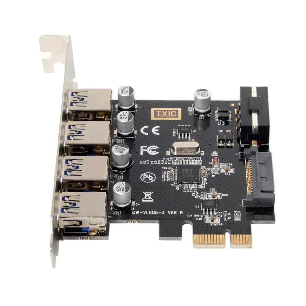 4 Ports PCI-E to USB 3.0 HUB PCI Express Expansion Card Adapter 5Gbps for Motherboard - 5
