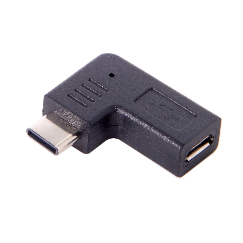 USB-C Type-C Male to Micro USB 2.0 5Pin Female Data Adapter 90 Degree Angled Type - 2