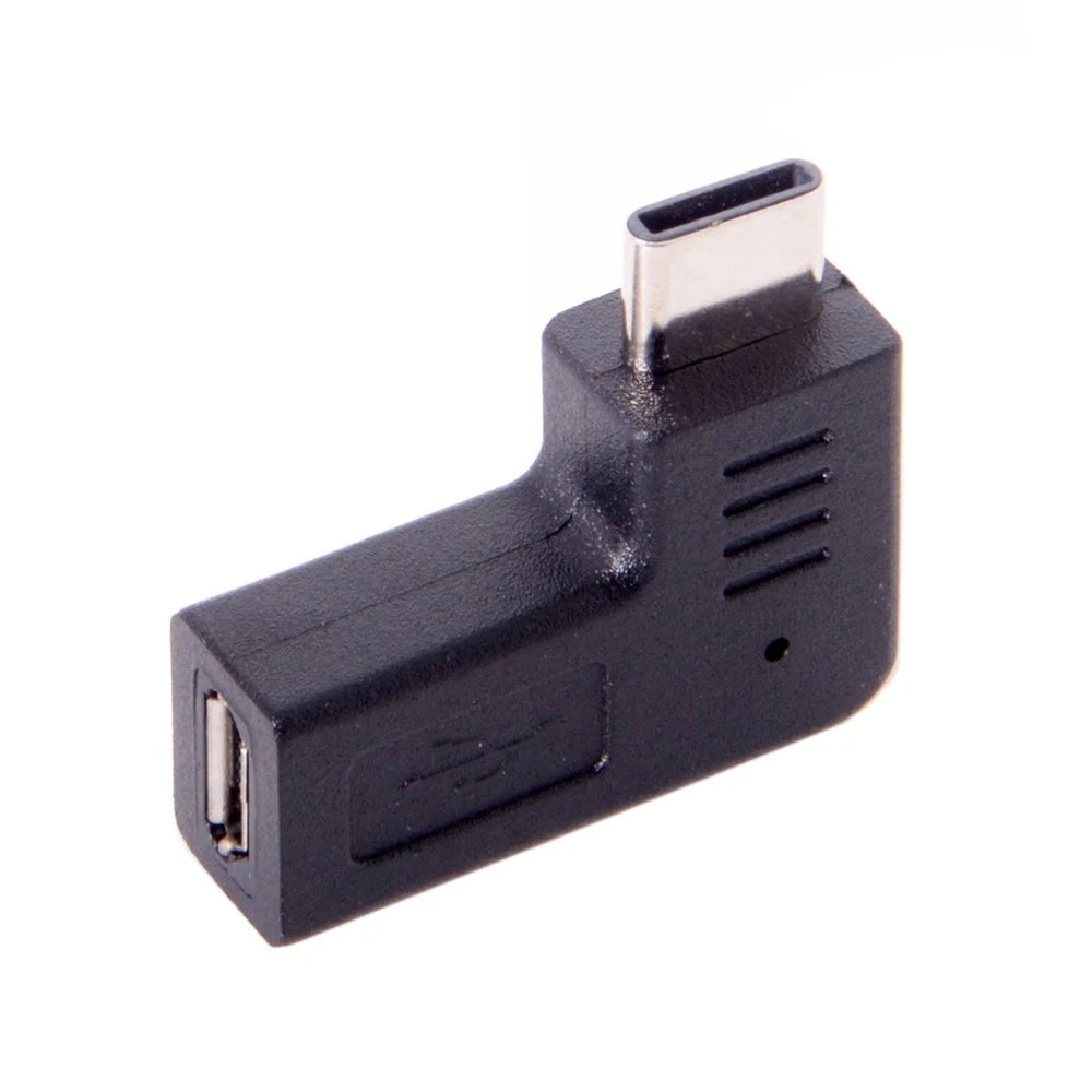 USB-C Type-C Male to Micro USB 2.0 5Pin Female Data Adapter 90 Degree Angled Type - 3