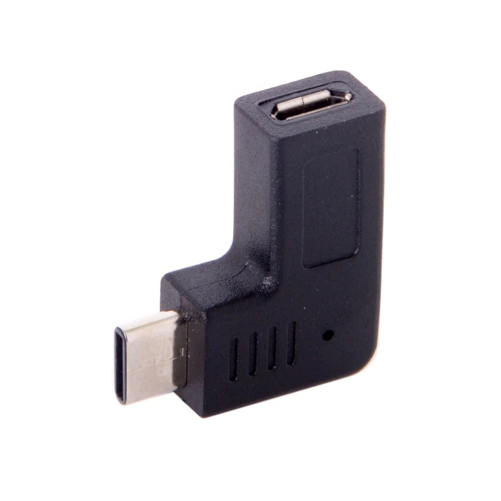 USB-C Type-C Male to Micro USB 2.0 5Pin Female Data Adapter 90 Degree Angled Type - 5