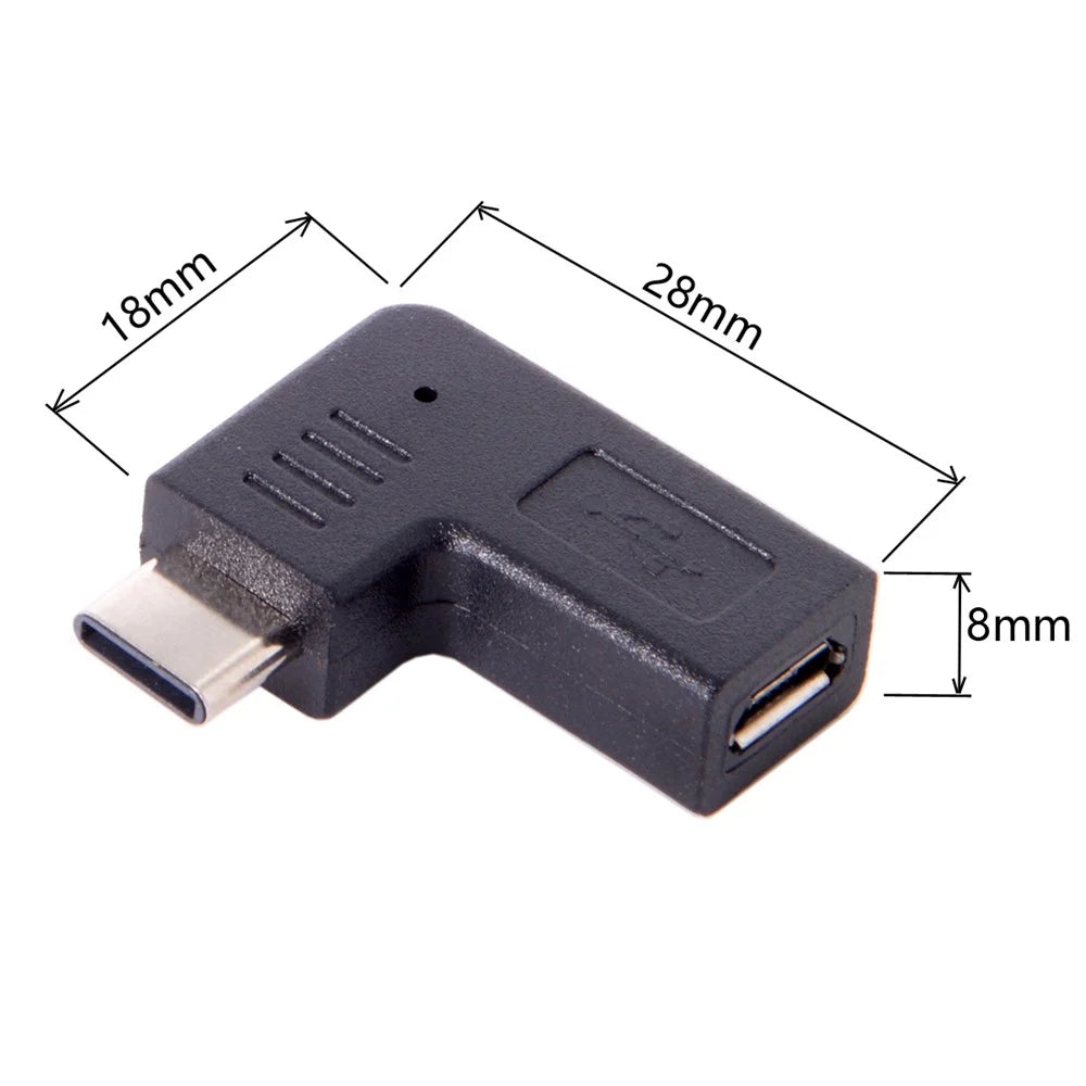 USB-C Type-C Male to Micro USB 2.0 5Pin Female Data Adapter 90 Degree Angled Type - 7