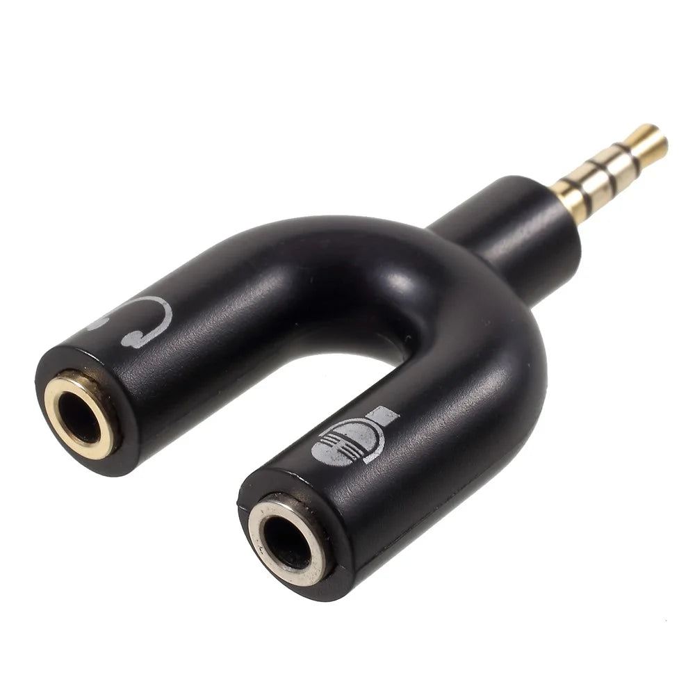 U Shape 3.5mm Stereo Audio Male to 2 Female Headphone/Mic Splitter Adapter - 1