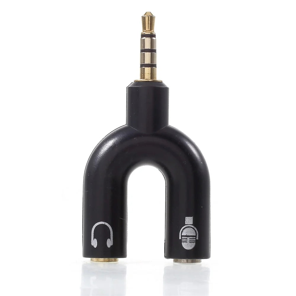 U Shape 3.5mm Stereo Audio Male to 2 Female Headphone/Mic Splitter Adapter - 2