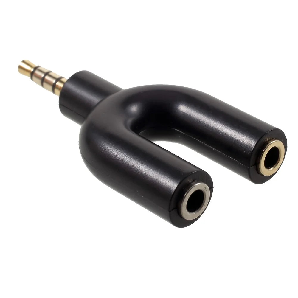 U Shape 3.5mm Stereo Audio Male to 2 Female Headphone/Mic Splitter Adapter - 4