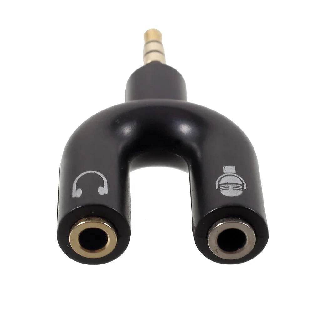 U Shape 3.5mm Stereo Audio Male to 2 Female Headphone/Mic Splitter Adapter - 5