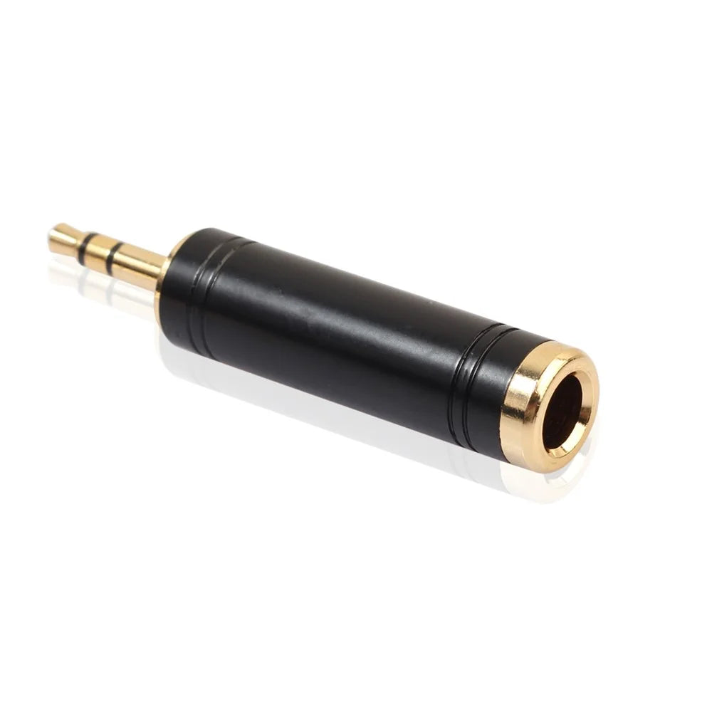 REXLIS Gold Plated 3.5mm Male to 6.35mm Female Stereo Audio Adapter - Black - 1