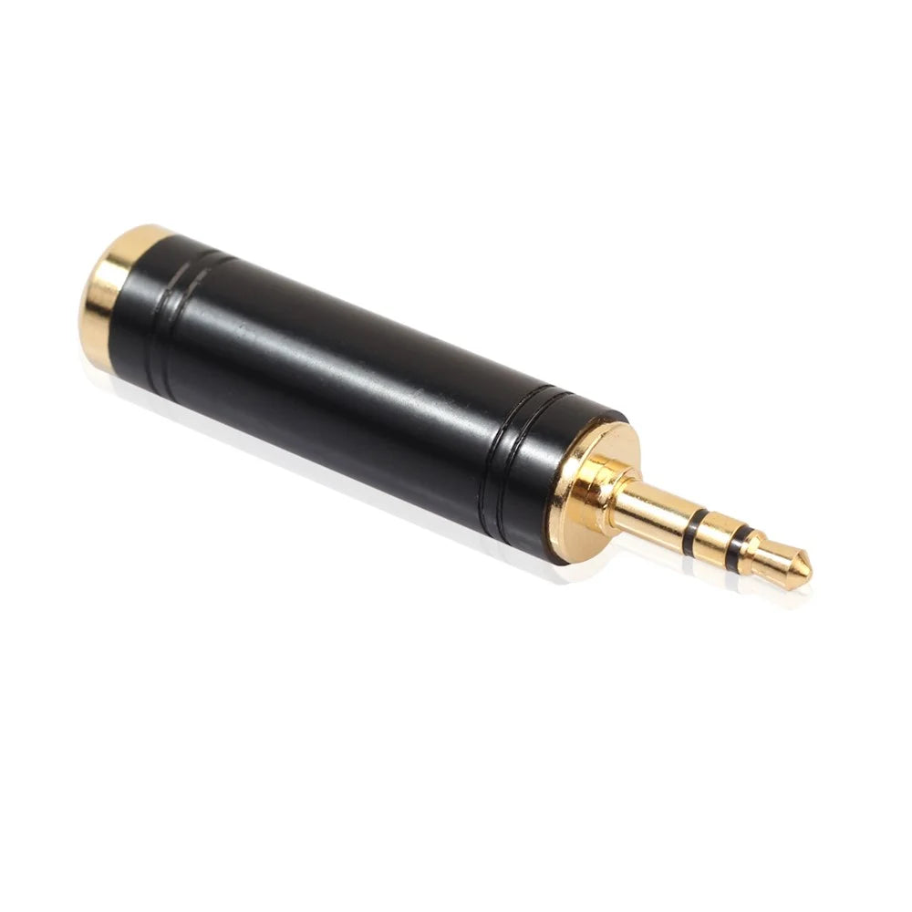 REXLIS Gold Plated 3.5mm Male to 6.35mm Female Stereo Audio Adapter - Black - 2
