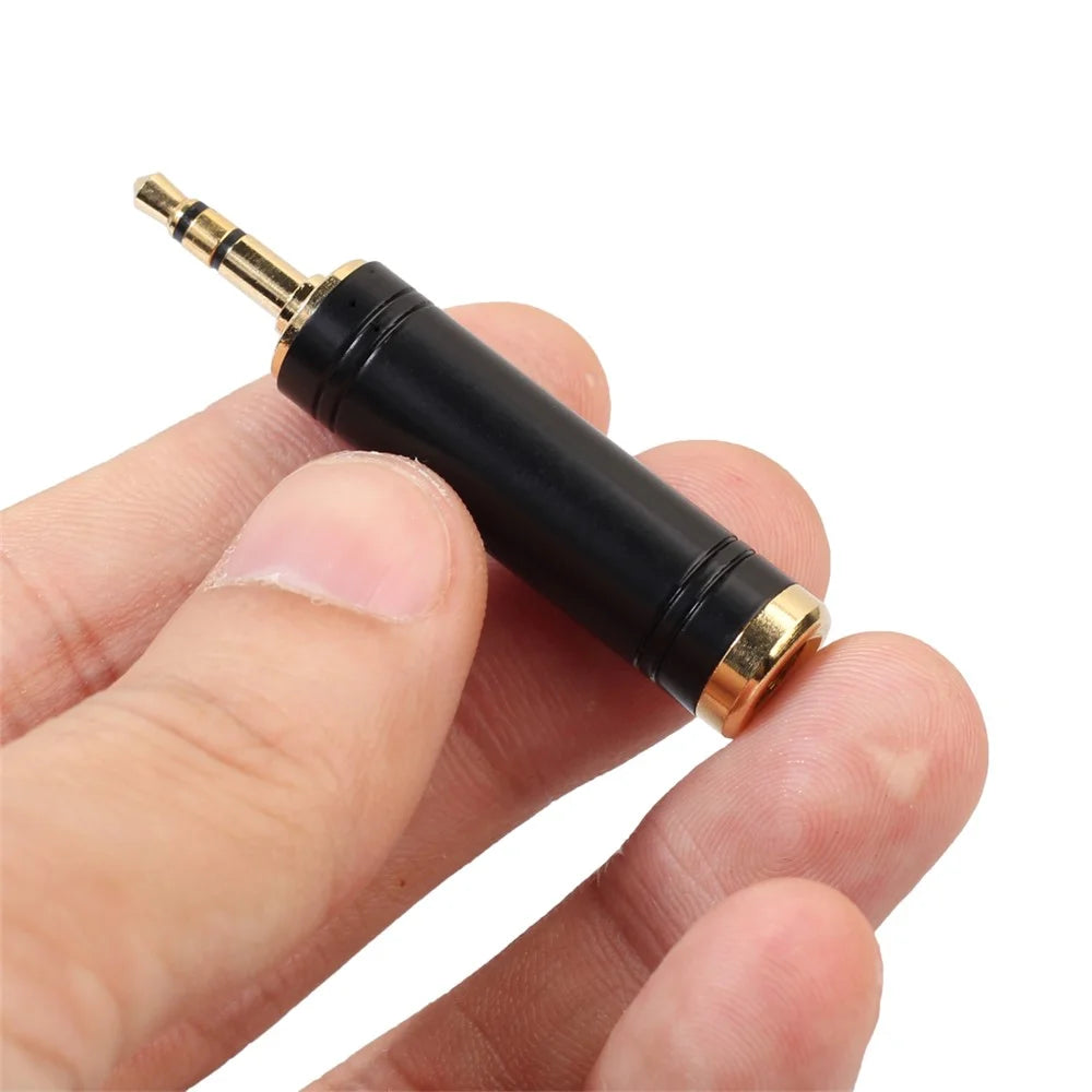 REXLIS Gold Plated 3.5mm Male to 6.35mm Female Stereo Audio Adapter - Black - 3