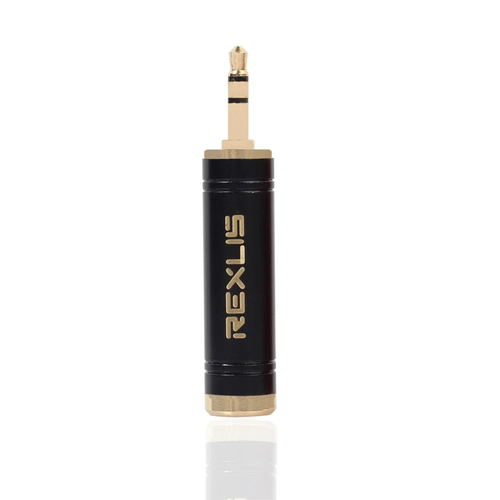 REXLIS Gold Plated 3.5mm Male to 6.35mm Female Stereo Audio Adapter - Black - 4