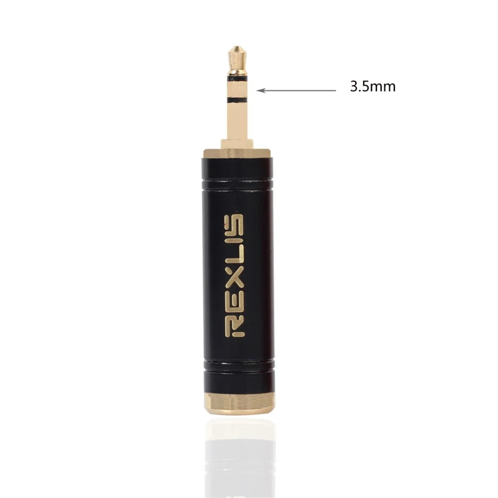 REXLIS Gold Plated 3.5mm Male to 6.35mm Female Stereo Audio Adapter - Black - 5