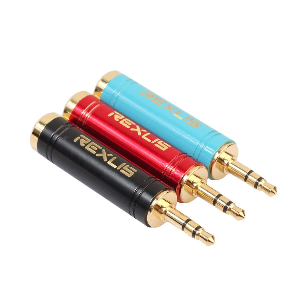 REXLIS Gold Plated 3.5mm Male to 6.35mm Female Stereo Audio Adapter - Black - 6