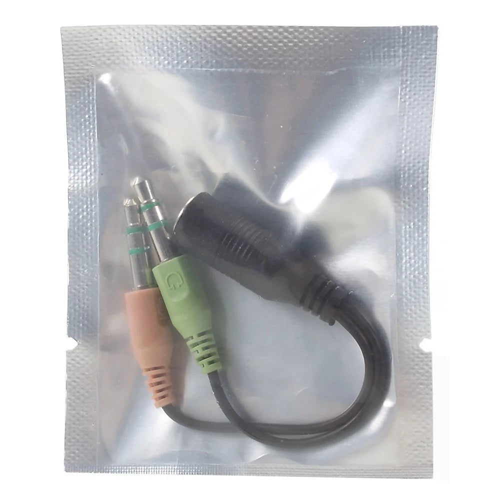 Dual 3.5mm Male to Single 3.5mm Female Headphone Mic Audio Y Splitter Cable Smartphone Headset to PC Adapter - 4