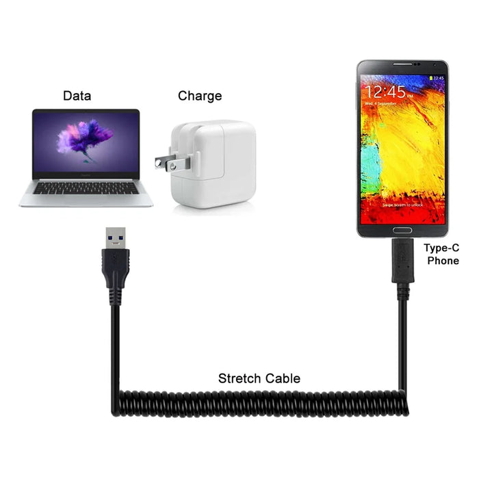 CY UC-080 USB-C Male to USB3.0 A Male Spring Cable - 2