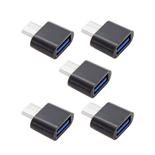 5PCS/Set CY UC-086 Type-C USB-C to USB 2.0 480Mbps OTG Adapter for Phone & Tablet & USB Cable & Flash Disk - Black - 1