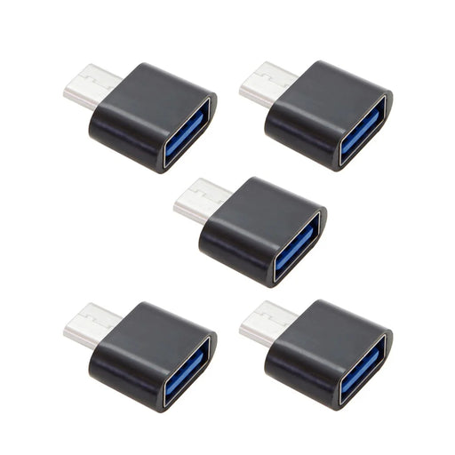 5PCS/Set CY UC-086 Type-C USB-C to USB 2.0 480Mbps OTG Adapter for Phone & Tablet & USB Cable & Flash Disk - Black - 1