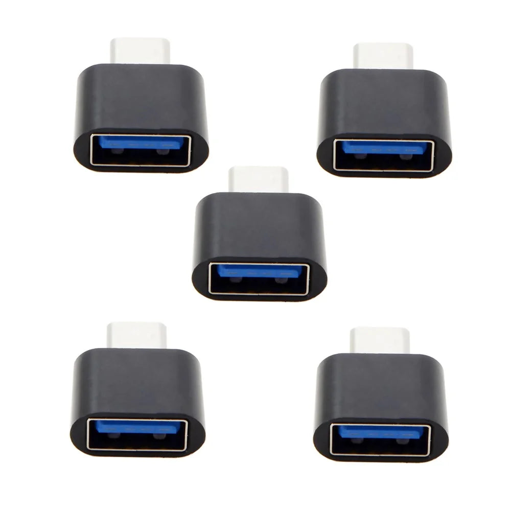5PCS/Set CY UC-086 Type-C USB-C to USB 2.0 480Mbps OTG Adapter for Phone & Tablet & USB Cable & Flash Disk - Black - 2