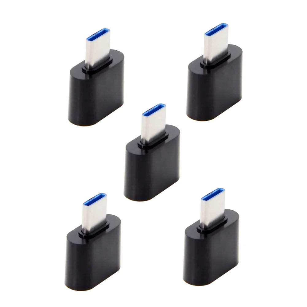 5PCS/Set CY UC-086 Type-C USB-C to USB 2.0 480Mbps OTG Adapter for Phone & Tablet & USB Cable & Flash Disk - Black - 4