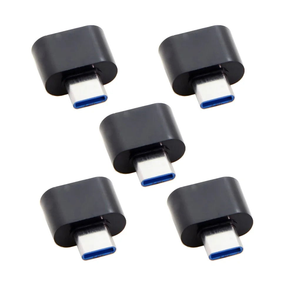 5PCS/Set CY UC-086 Type-C USB-C to USB 2.0 480Mbps OTG Adapter for Phone & Tablet & USB Cable & Flash Disk - Black - 5