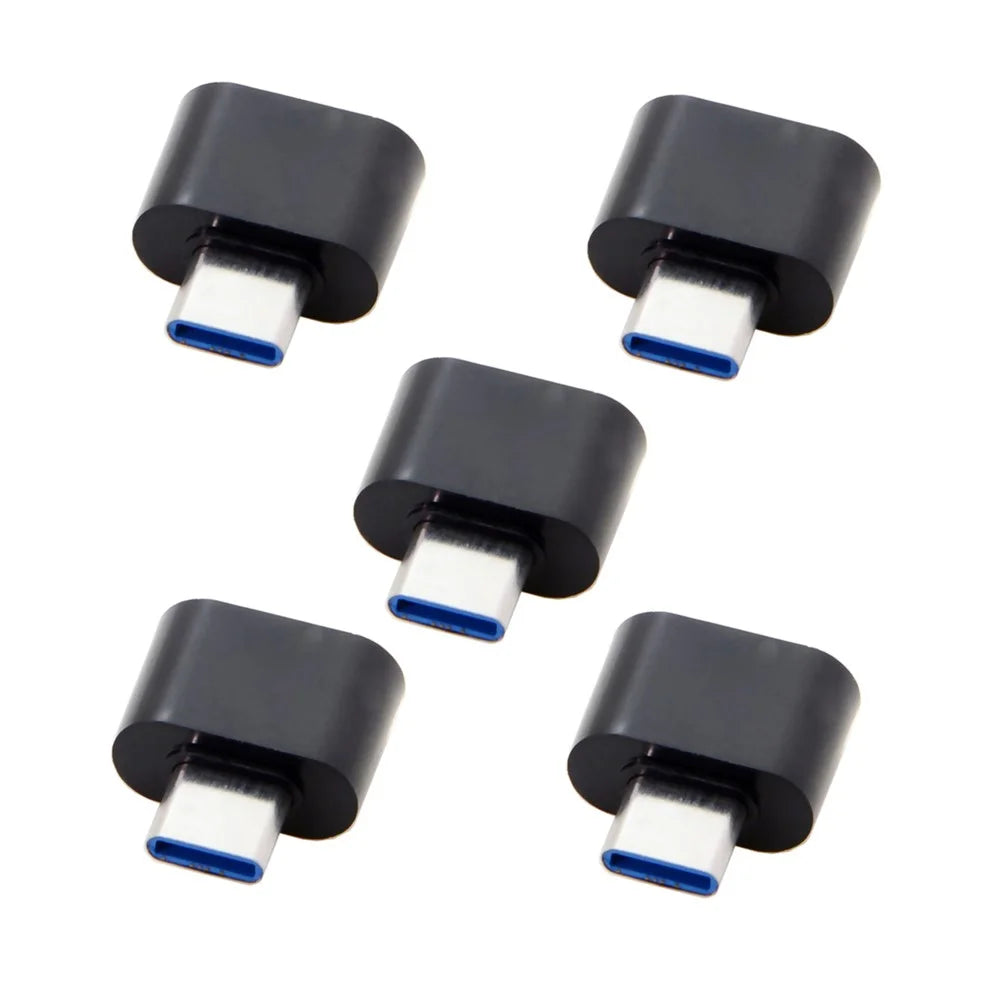 5PCS/Set CY UC-086 Type-C USB-C to USB 2.0 480Mbps OTG Adapter for Phone & Tablet & USB Cable & Flash Disk - Black - 6