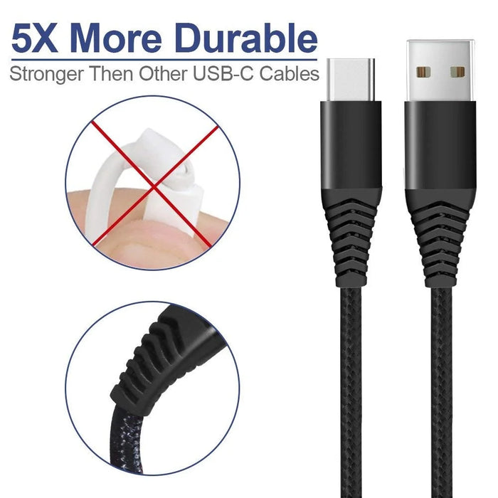 For iPhone 15 Series Type-C Cable, 1.8m Nylon Weaving 3A Type-C USB 3.0 Data Transfer Charging Cable for Xiaomi Huawei - Black - 3