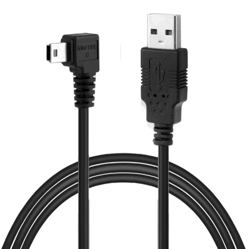 CY U2-057-LE Mini USB B Type 5pin Male Left Angled 90 Degree to USB 2.0 Male Data Cable (5M) - 1