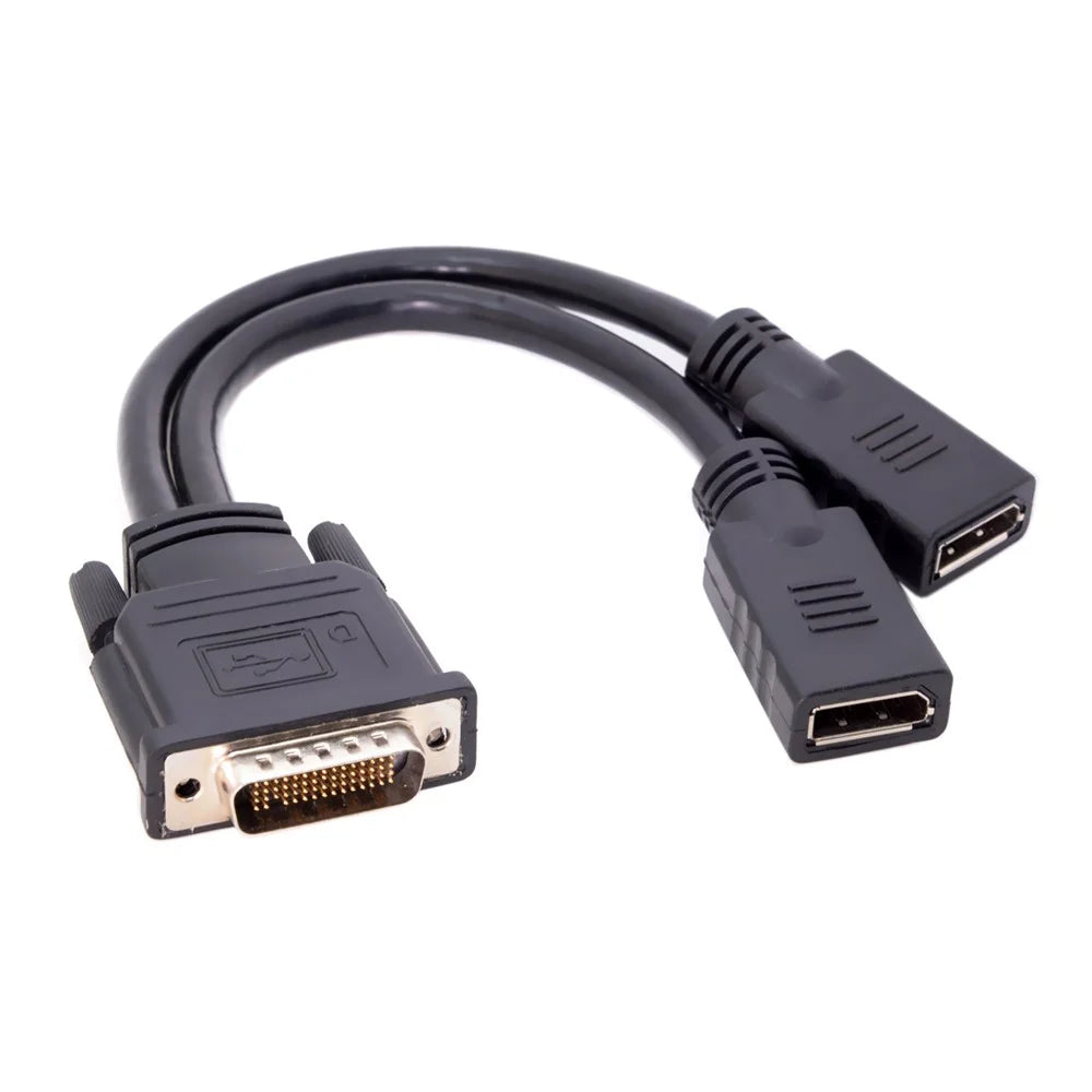 DMS-59Pin Male to Dual DP Displayport Female Splitter Extension Cable for PC Graphics Card - 1